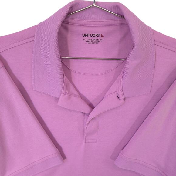 UNTUCKit Other - UNTUCKit Polo Mens XXL Pink Cotton Damaschino Short Sleeve Shirt Casual Preppy
